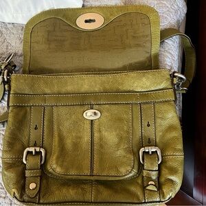 Real green leather fossil